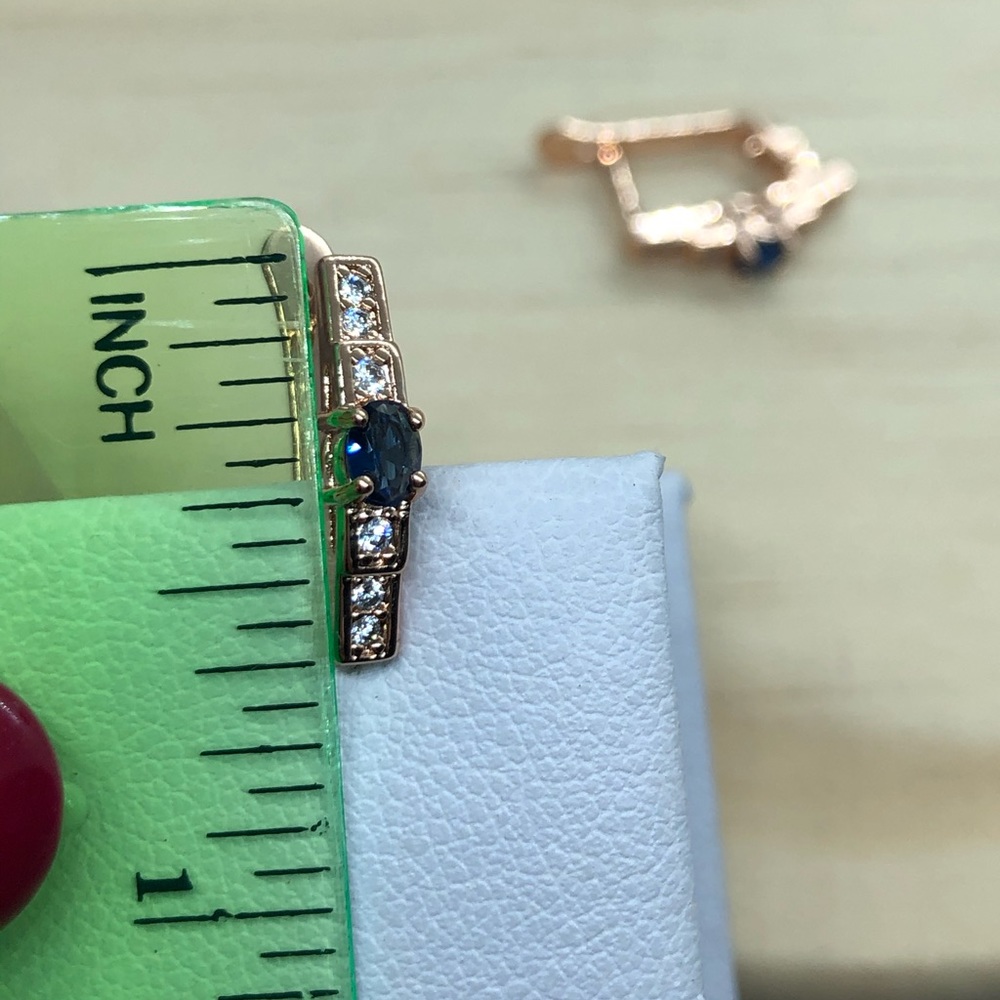 Rose Gold Blue Earrings - Picture 4 of 5